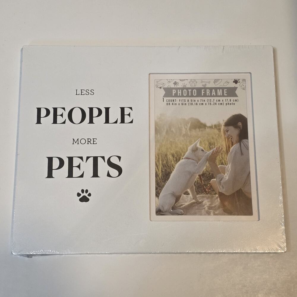 Less People More Pets Photo Frame 5x7 or 4x6 Dog Cat Pet Lover Decor New